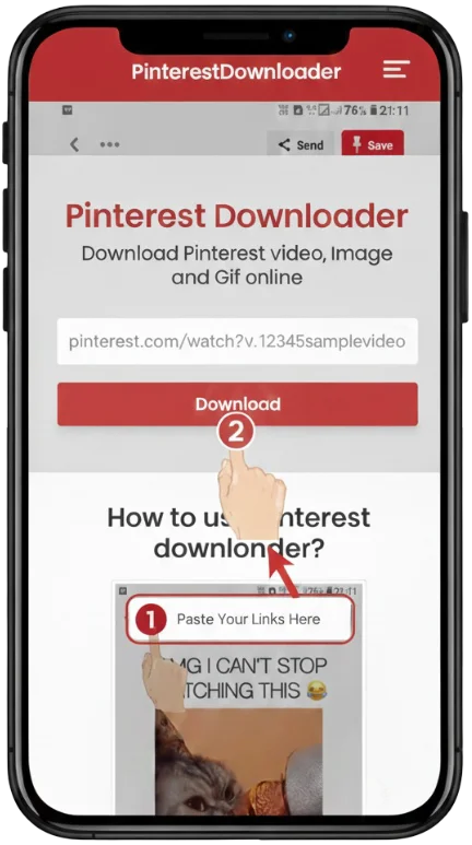 Paste link in Pinvids downloader